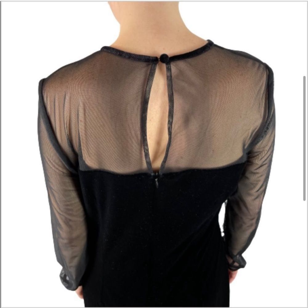 Vintage Velvet Sheer Neckline Dress - Picture 4 of 9